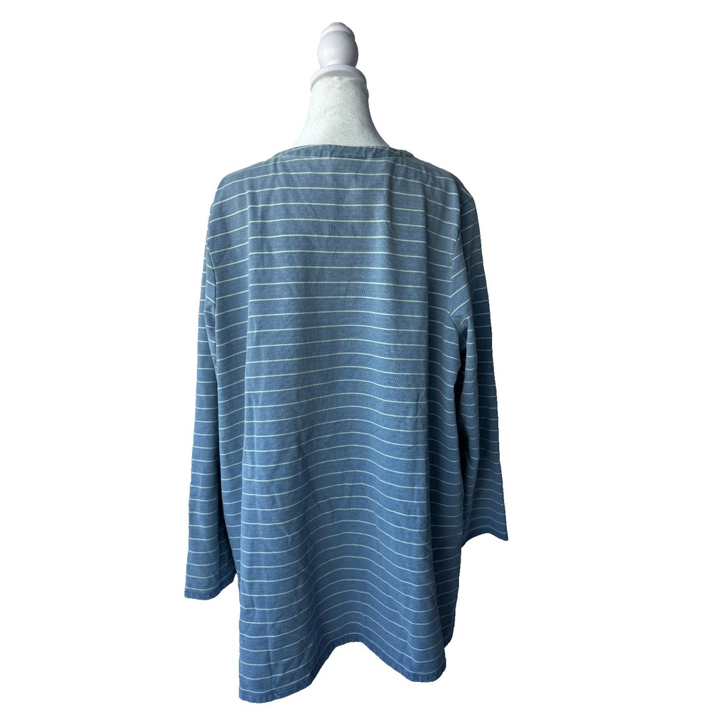 J Jill Pure Jill Indigo Tunic Top Shirt Womens XL Blue Striped Lagenlook Coastal - Picture 3 of 13